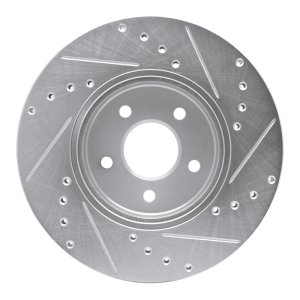 Ford Mondeo Brake Rotor (1) - Front Left - R1 Concepts - Drilled & Slotted - Silver - `01-`08